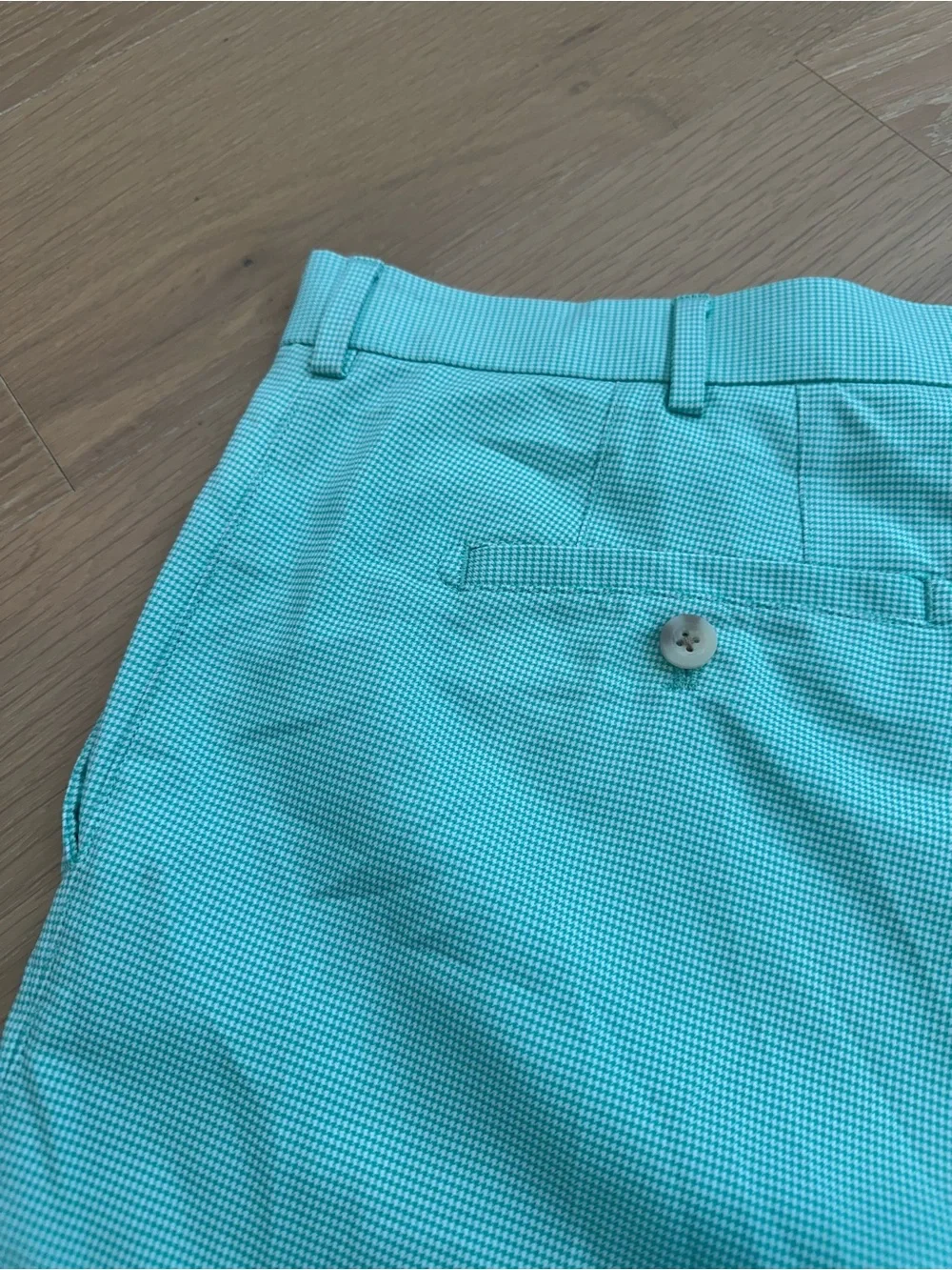 Men’s Peter Millar Wicking Salem Houndstooth Golf Shorts Pattern Green Size 38
